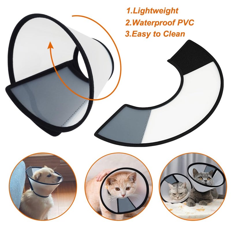 Vivifying Cat Cone, Adjustable Recovery Pet Cone, Three Sizes Lightweight Plastic Elizabethan Collar for Cats, Mini Dogs and Rabbits (Black) - Image 5